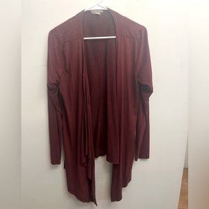 Suede asymmetric sweater jacket